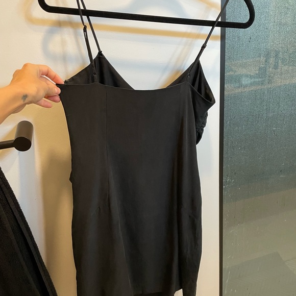 Black silk Club Monaco Slip dress adjustable straps bow baby doll empire waist - Picture 6 of 9